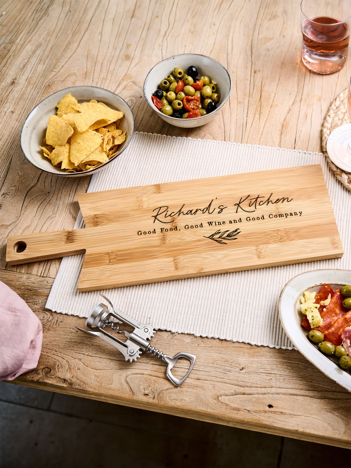 No Ordinary Gift bamboo serving board personalised 49cm, imported from the UK