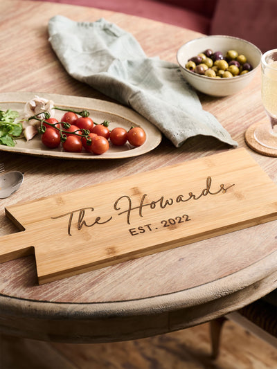 Next No Ordinary Gift Personalised Family Serving Board Bamboo Serving Board 49cm- Buy online at McGrocer