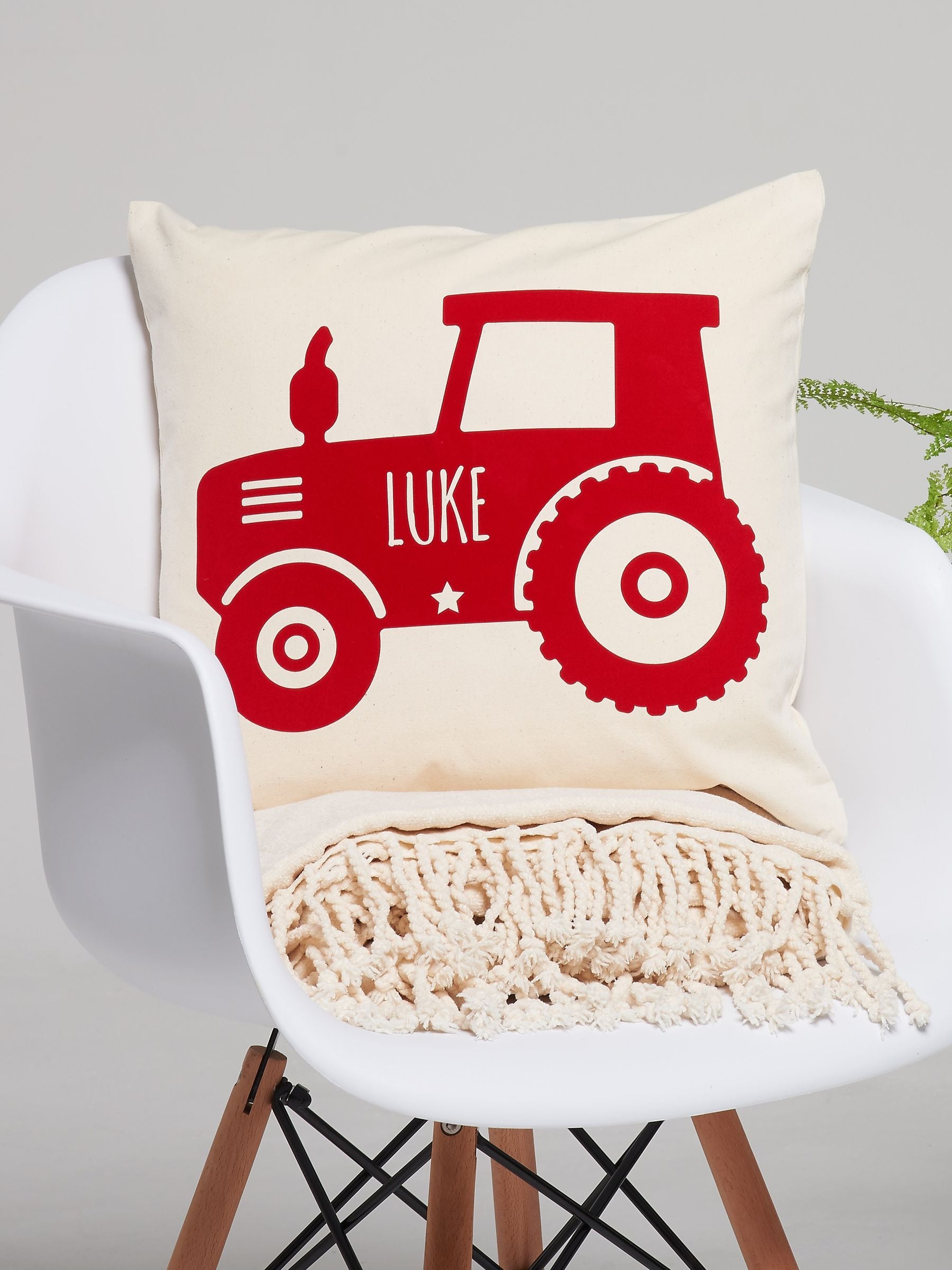 No Ordinary Gift personalised children's vehicle cushion 45cm x 45cm, imported from the UK