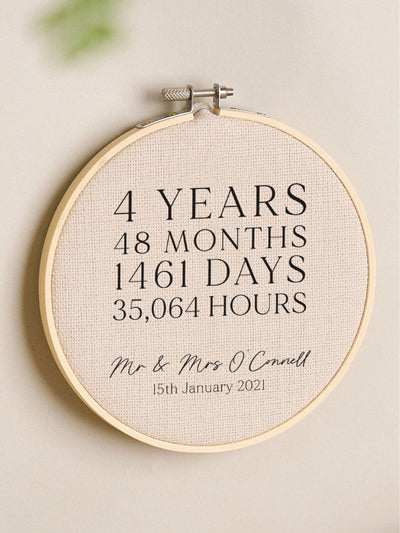 Next No Ordinary Gift Personalised 4 Years Together Linen Look Anniversary Hoop Medium- Buy online at McGrocer