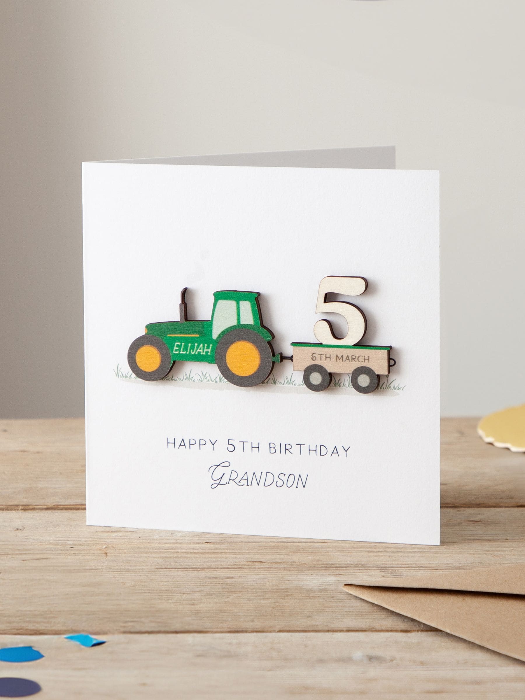 No Ordinary Gift personalised tractor birthday card 15x15cm - British product