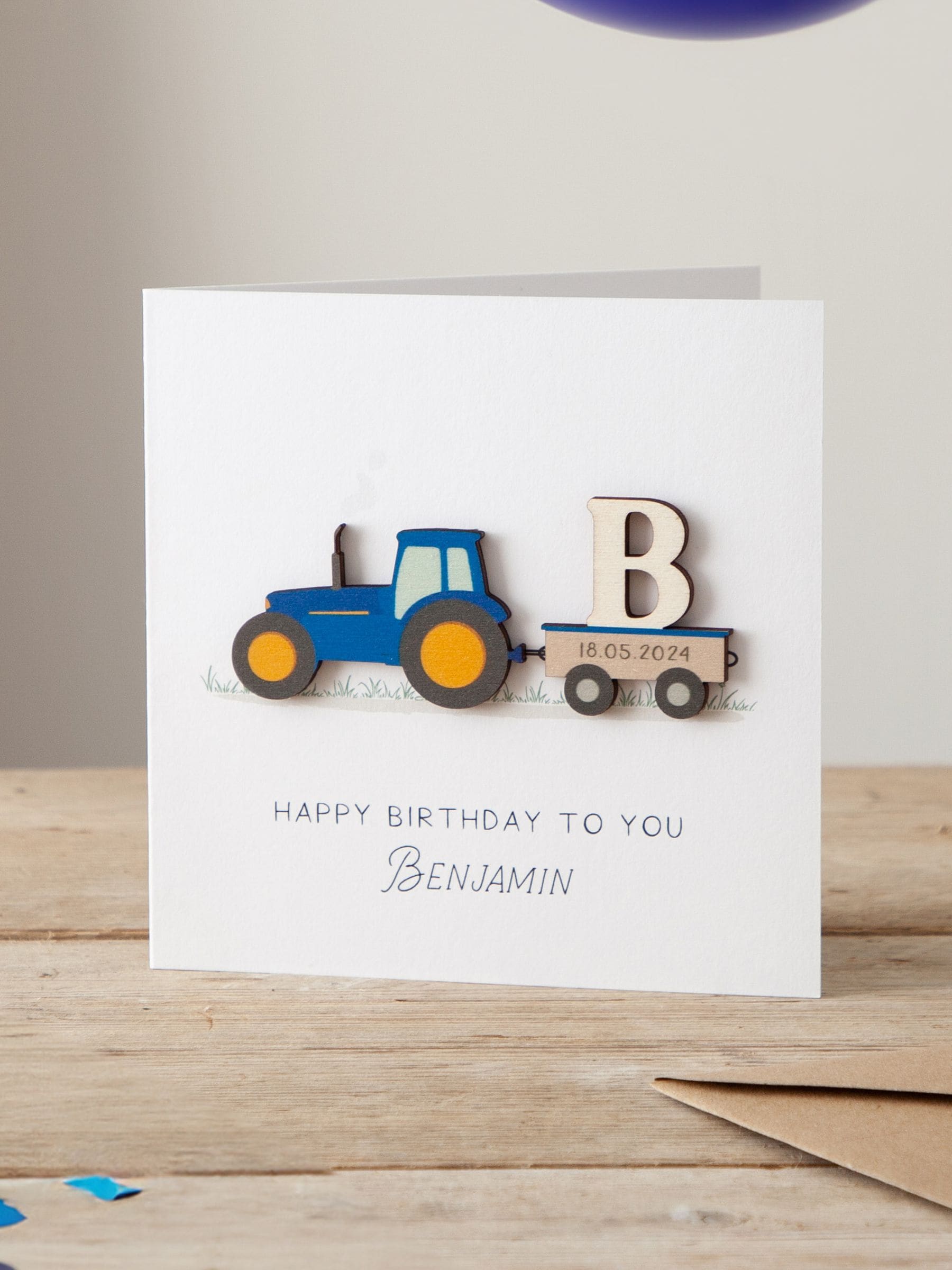 No Ordinary Gift personalised tractor birthday card 15x15cm - British product