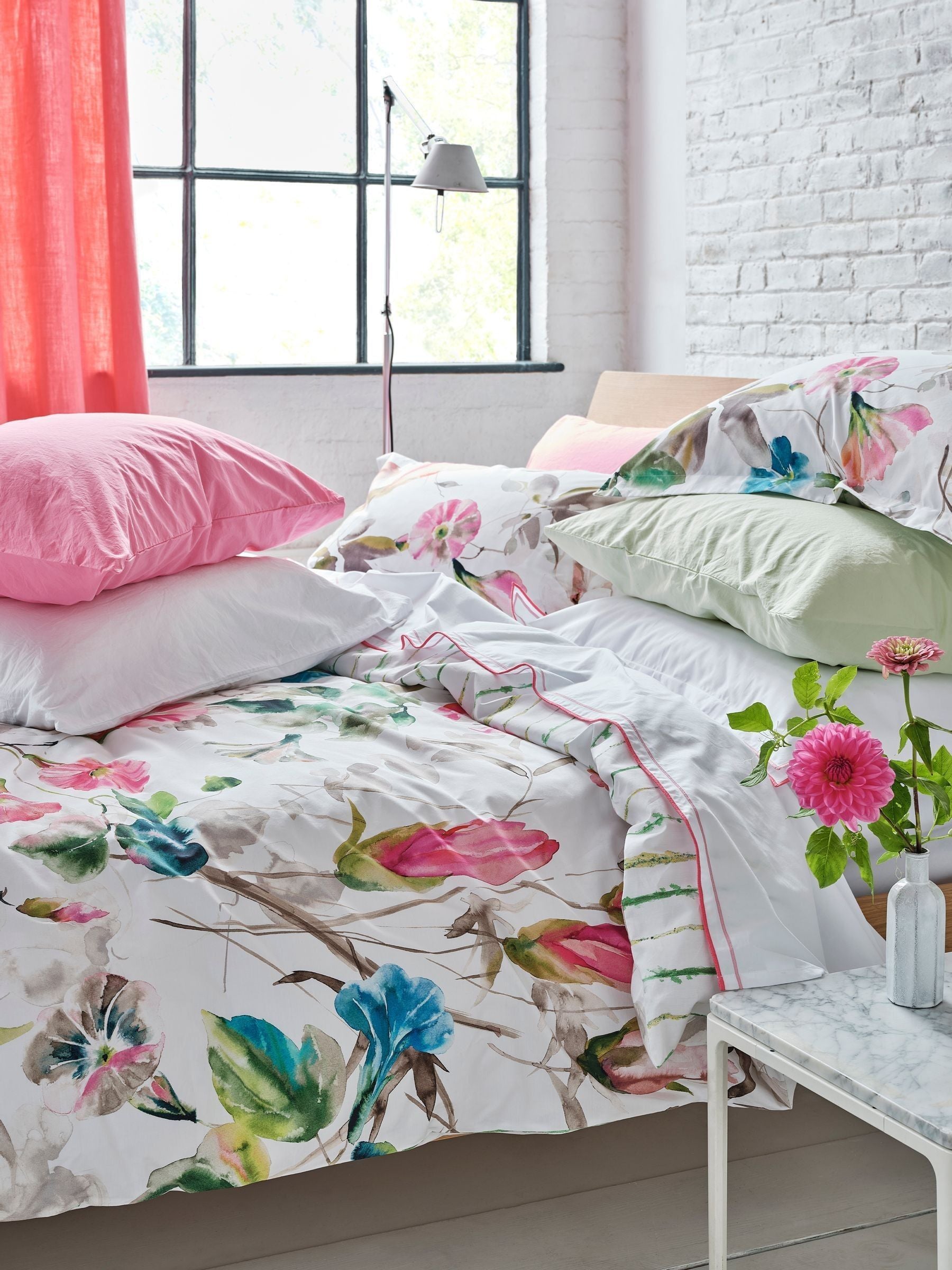 Designers Guild fuchsia pink Japanese magnolia pillowcases set (British brand)