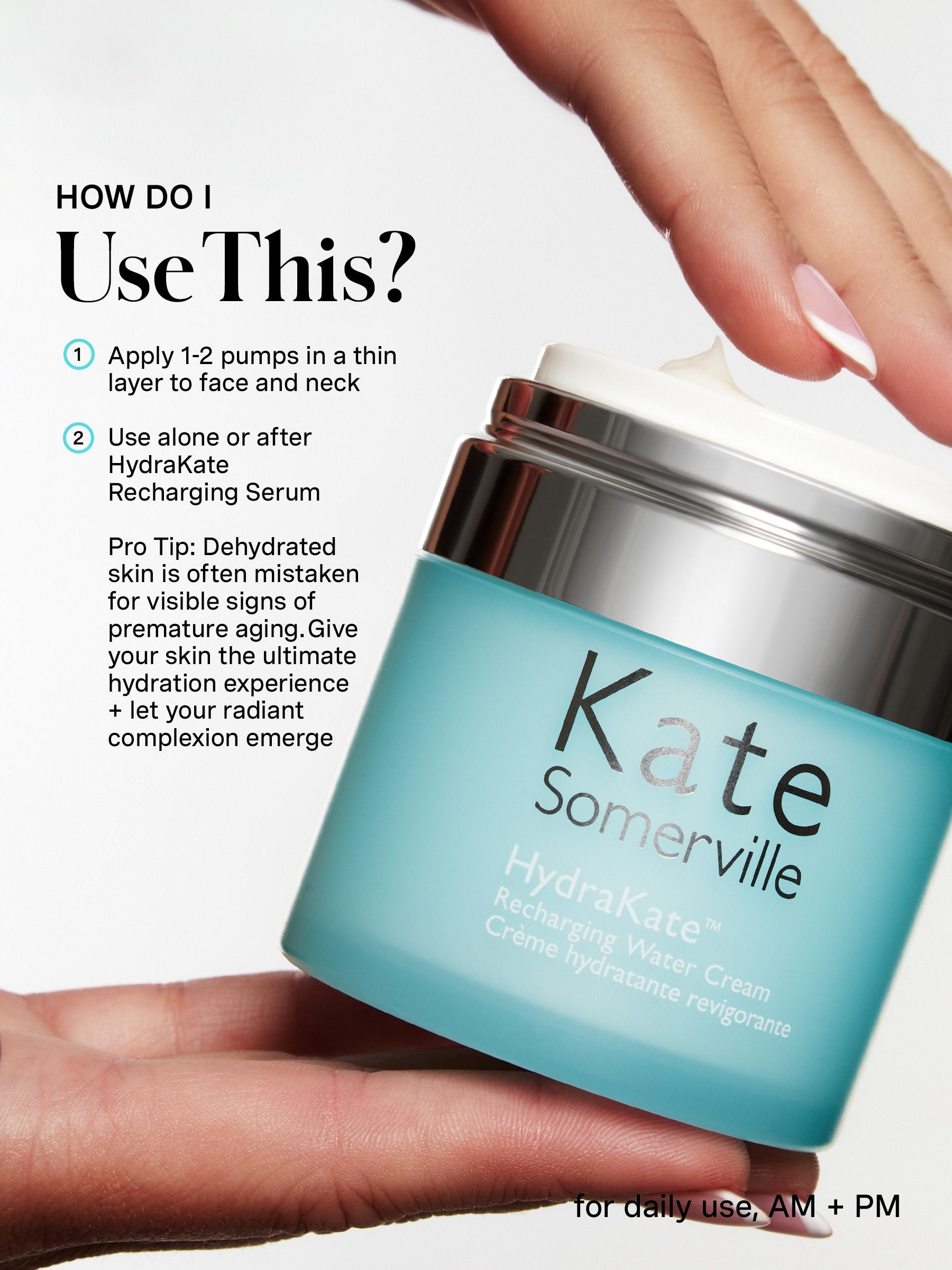 Kate Somerville HydraKate Recharging Water Cream 50ml, imported from the UK
