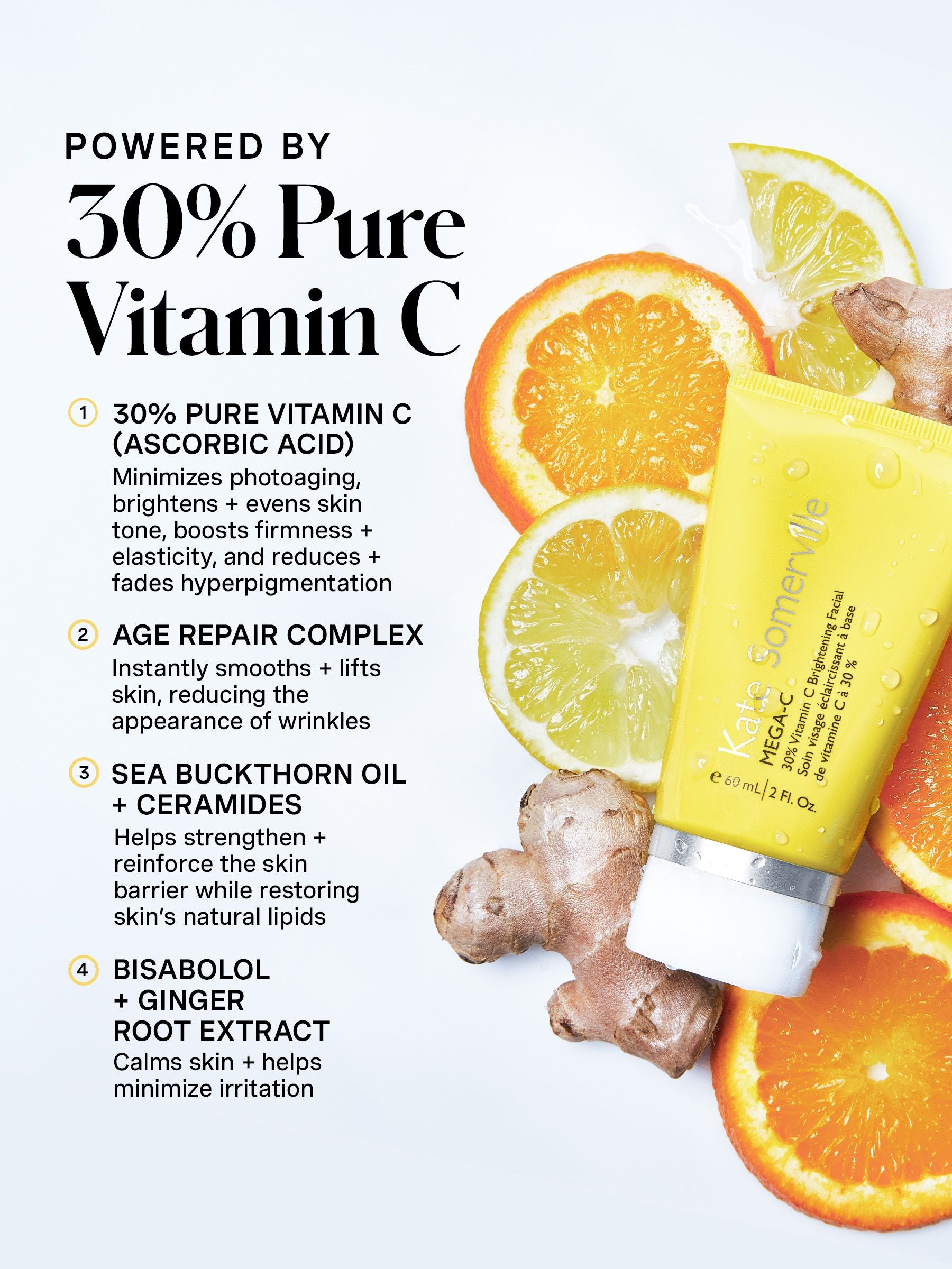 Kate Somerville MegaC Vitamin C Brightening Facial 60ml, imported from the UK