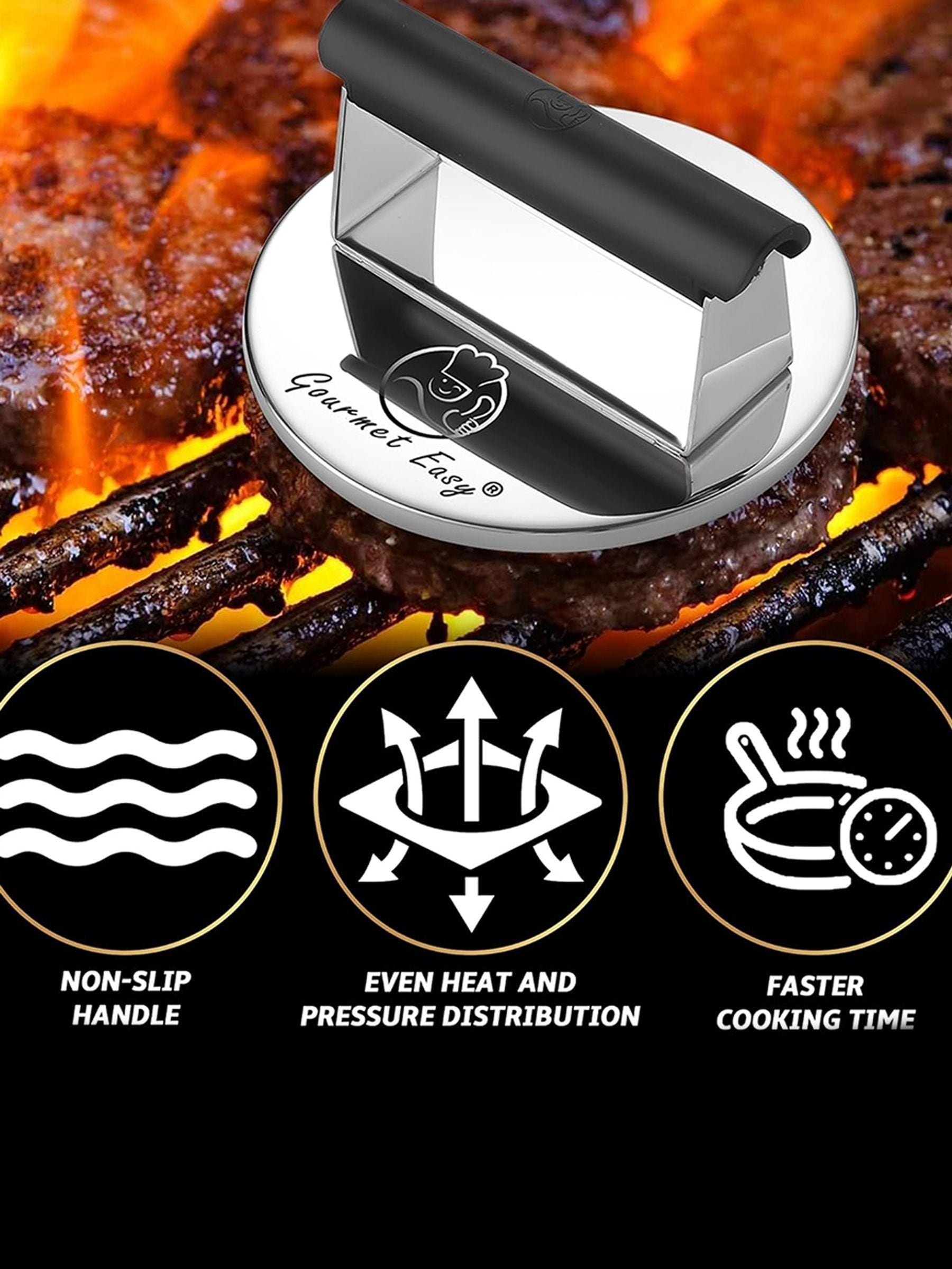 Gourmet Easy stainless steel burger press, UK version