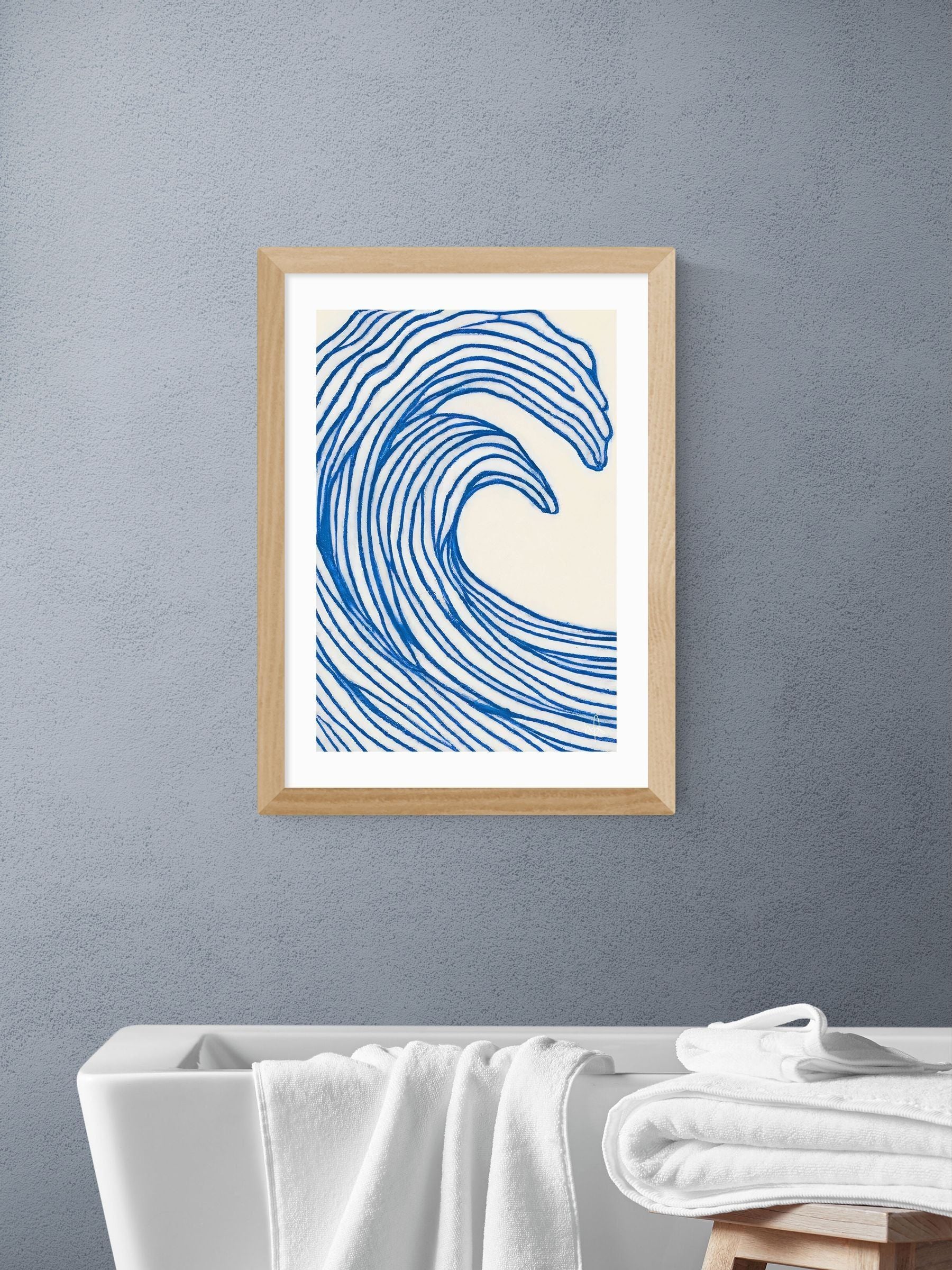East End Prints Oak Wavy Lines Wall Art Print by Merel Takken