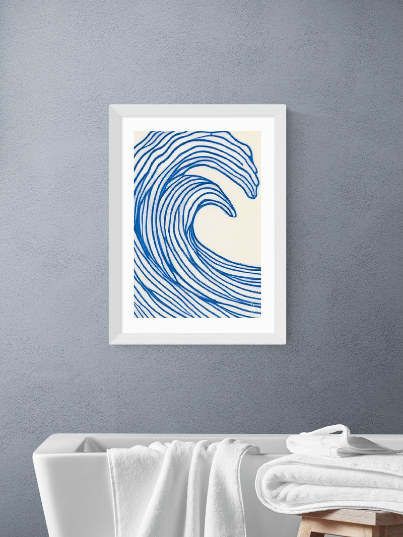 East End Prints White Wavy Lines wall art print (British brand)