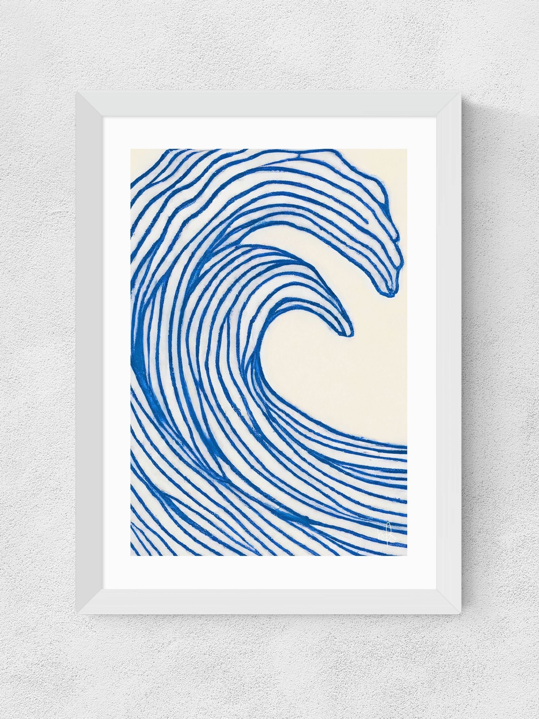 East End Prints White Wavy Lines wall art print (British brand)
