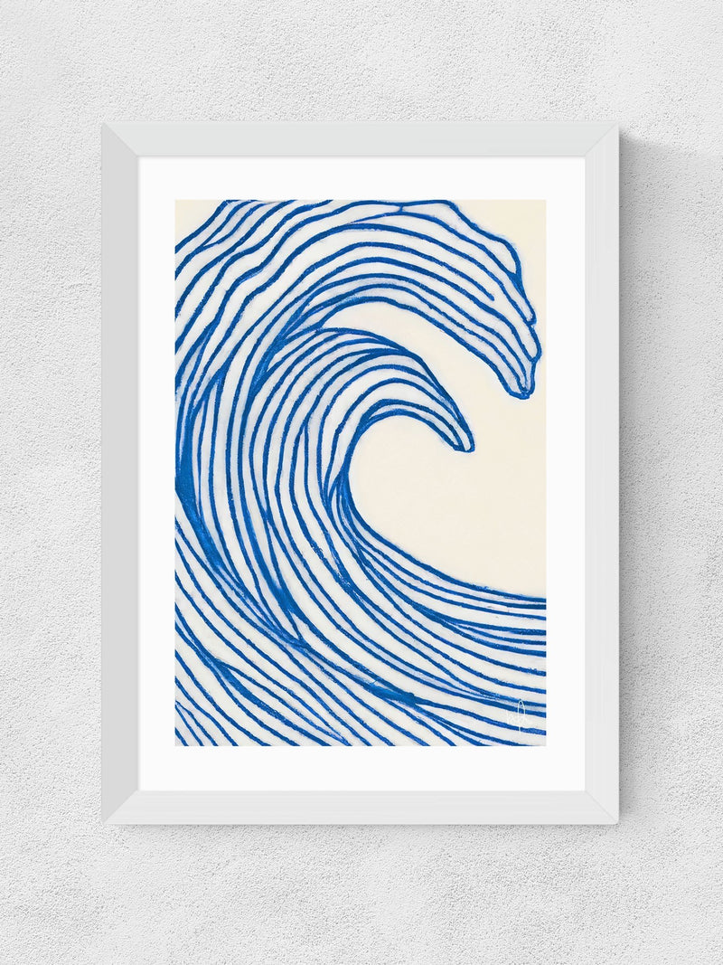East End Prints White Wavy Lines wall art print (British brand)