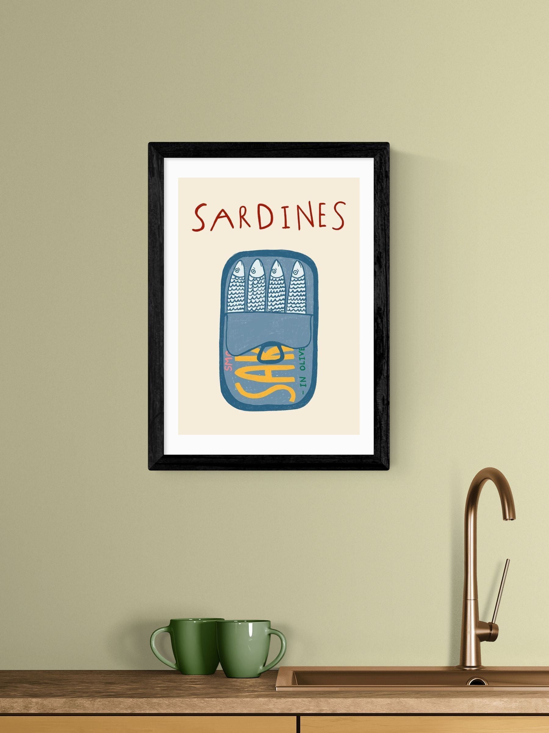 East End Prints sardines wall art print by Amber May Art, imported from the UK