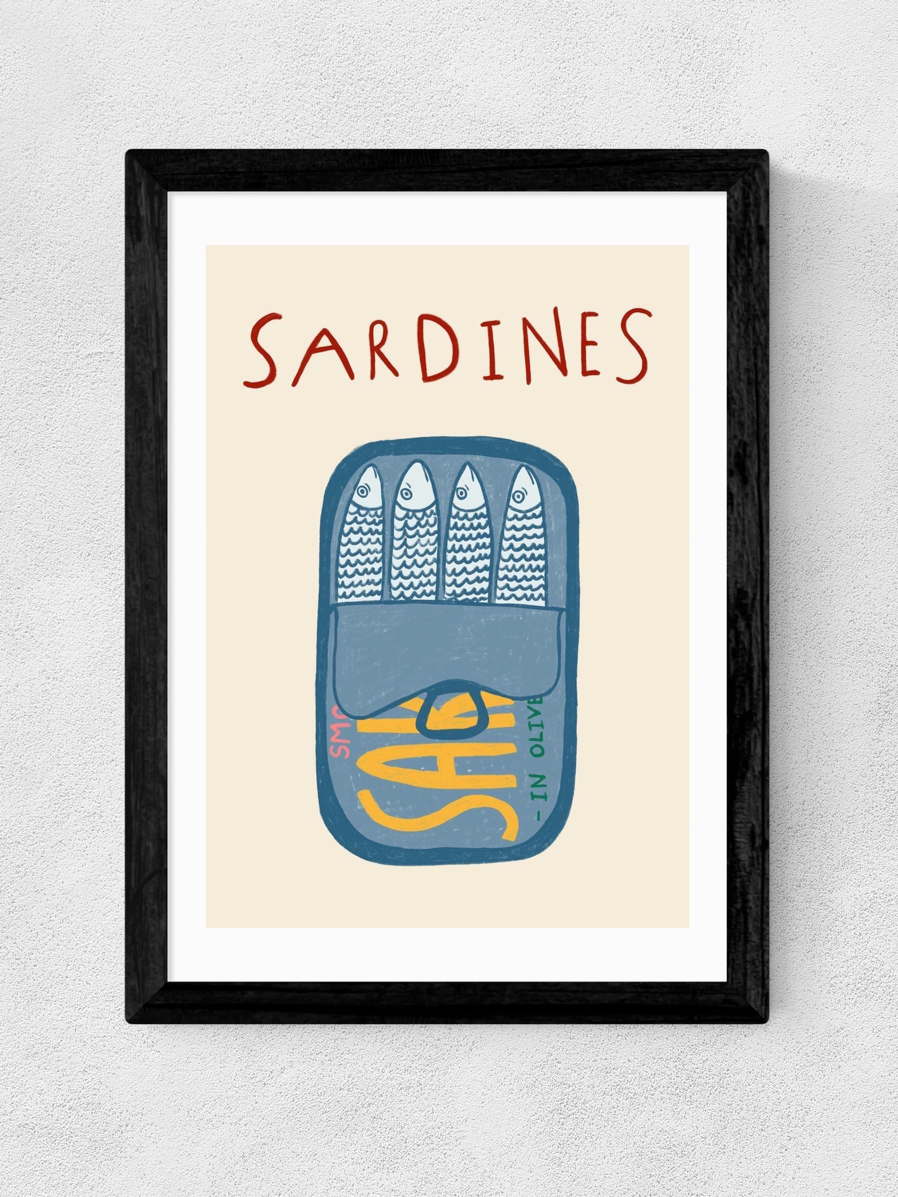 East End Prints sardines wall art print by Amber May Art, imported from the UK