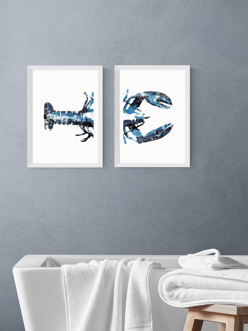 East End Prints Set of 2 White Lobster Wall Arts Print by Dan Hobday