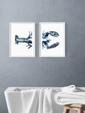 East End Prints Set of 2 White Lobster Wall Arts Print by Dan Hobday