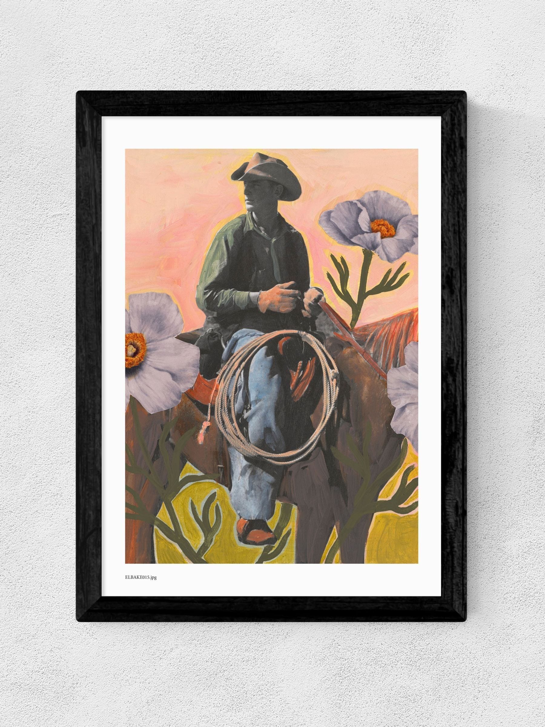 East End Prints retro cowboy wall art print, UK version