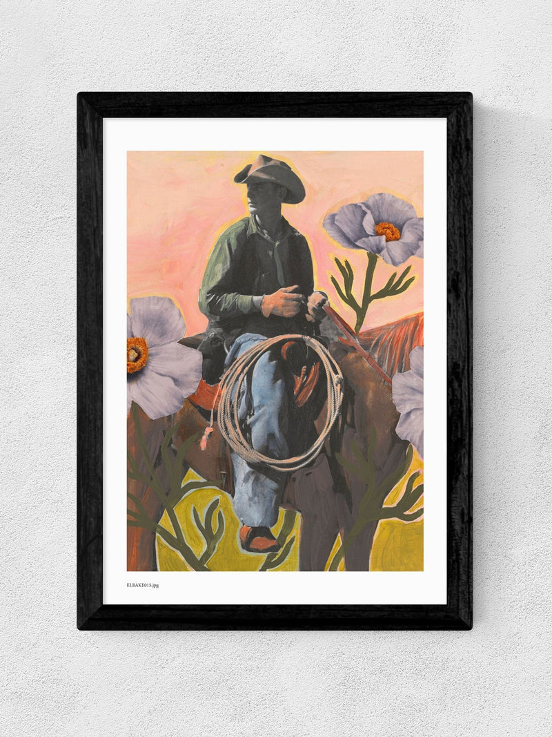 East End Prints retro cowboy wall art print, UK version