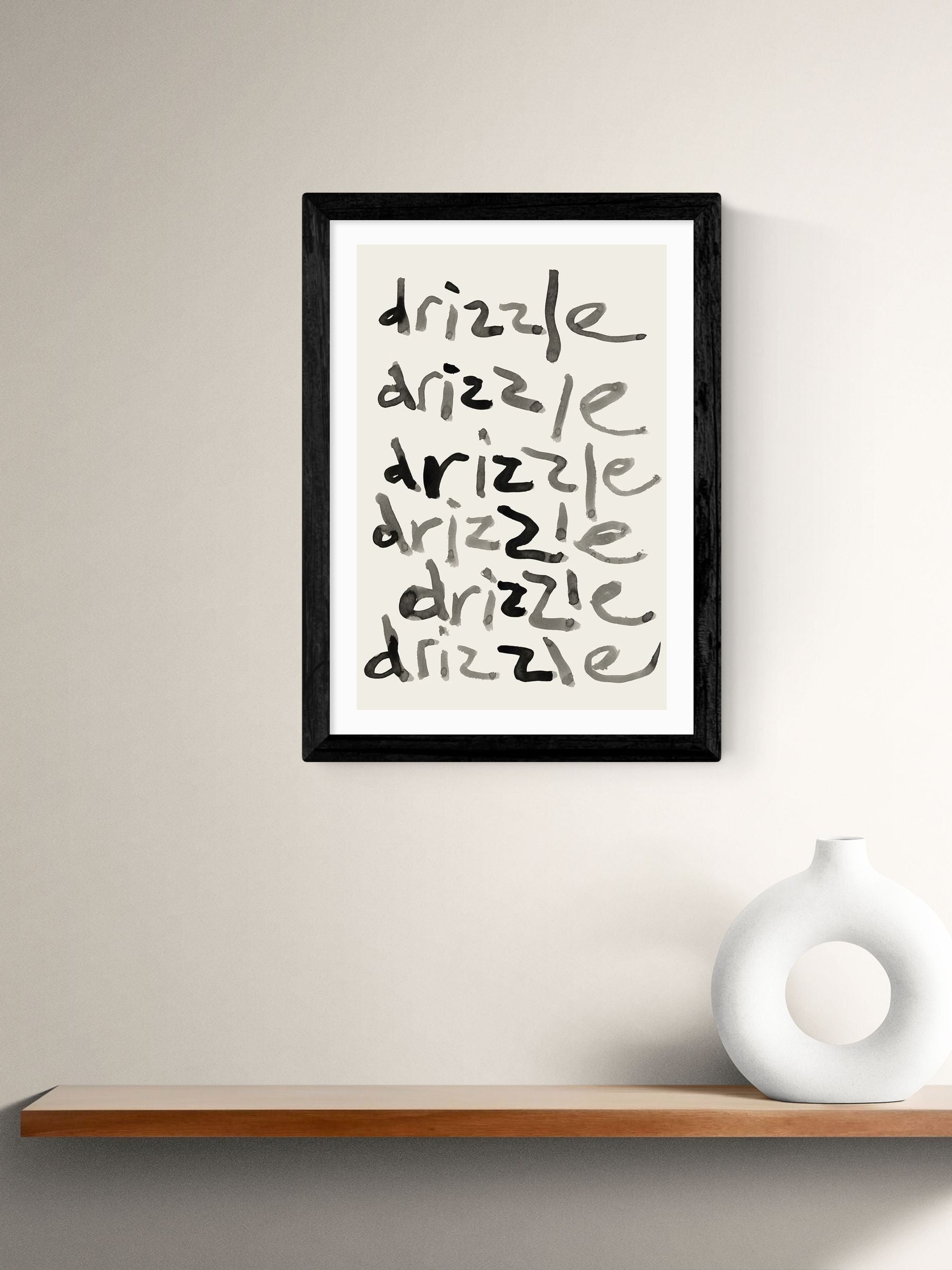 East End Prints Black The Drizzle Pattern Wall Art Print by Cartissi