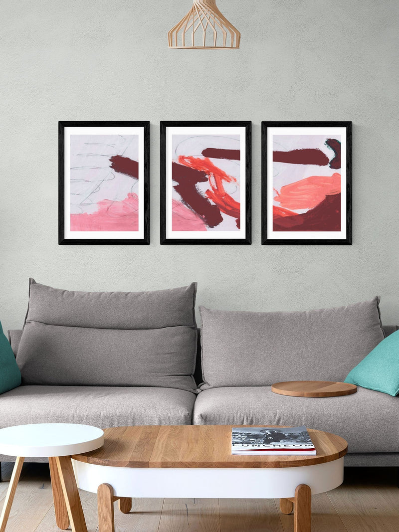 East End Prints Set of 3 Black Brush Wall Arts Print by Dan Hobday