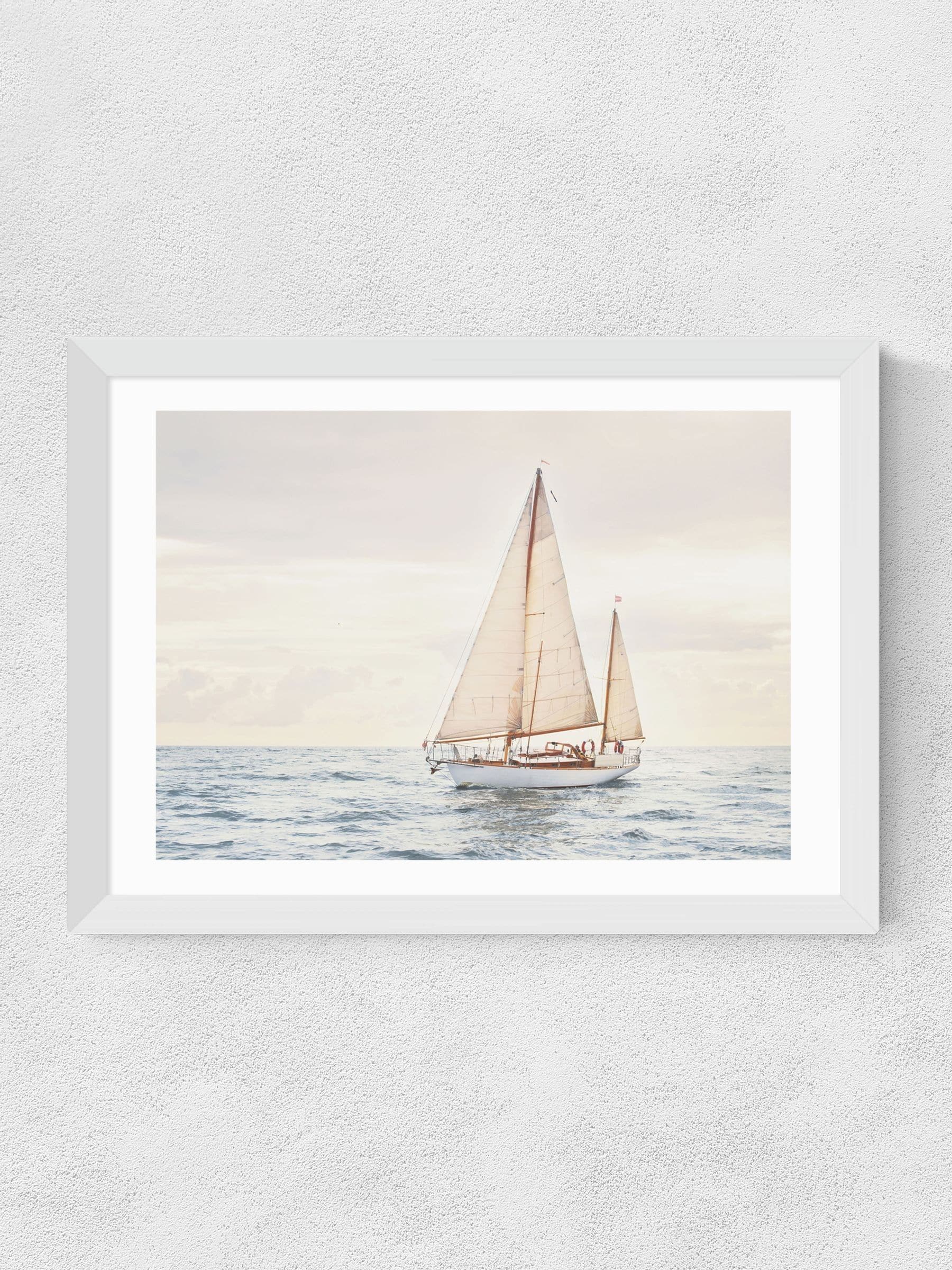 East End Prints white sailboat wall art print, UK version