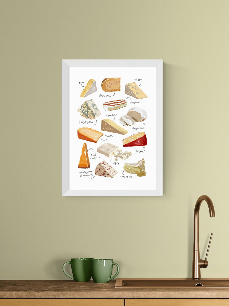 East End Prints cheese variety wall art print, imported from the UK