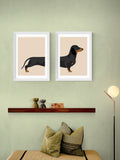 East End Prints Set of 2 White Sausage Dog Wall Arts Print by Rocket Jack