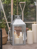 Lights4fun Silver Hayle large metal lantern with TruGlow candles - British product