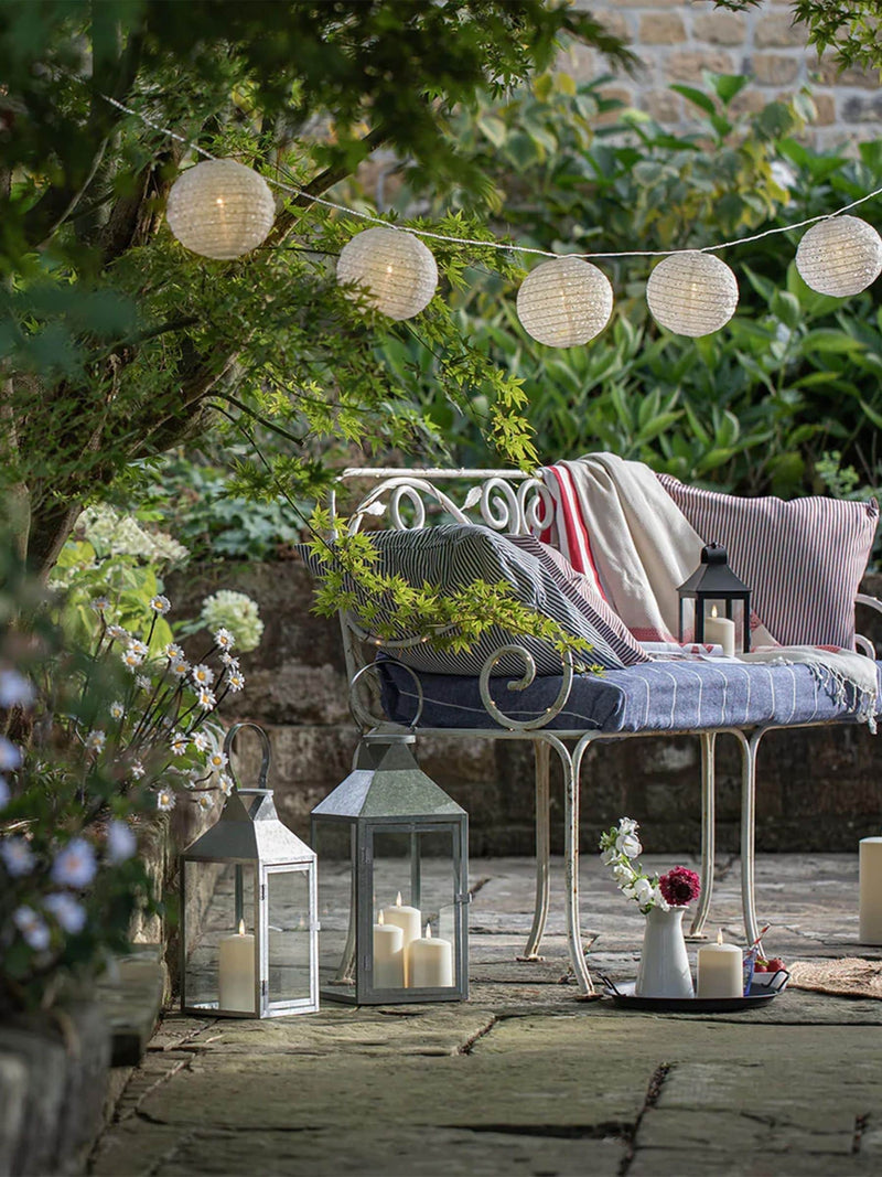 Lights4fun Silver Hayle large metal lantern with TruGlow candles - British product