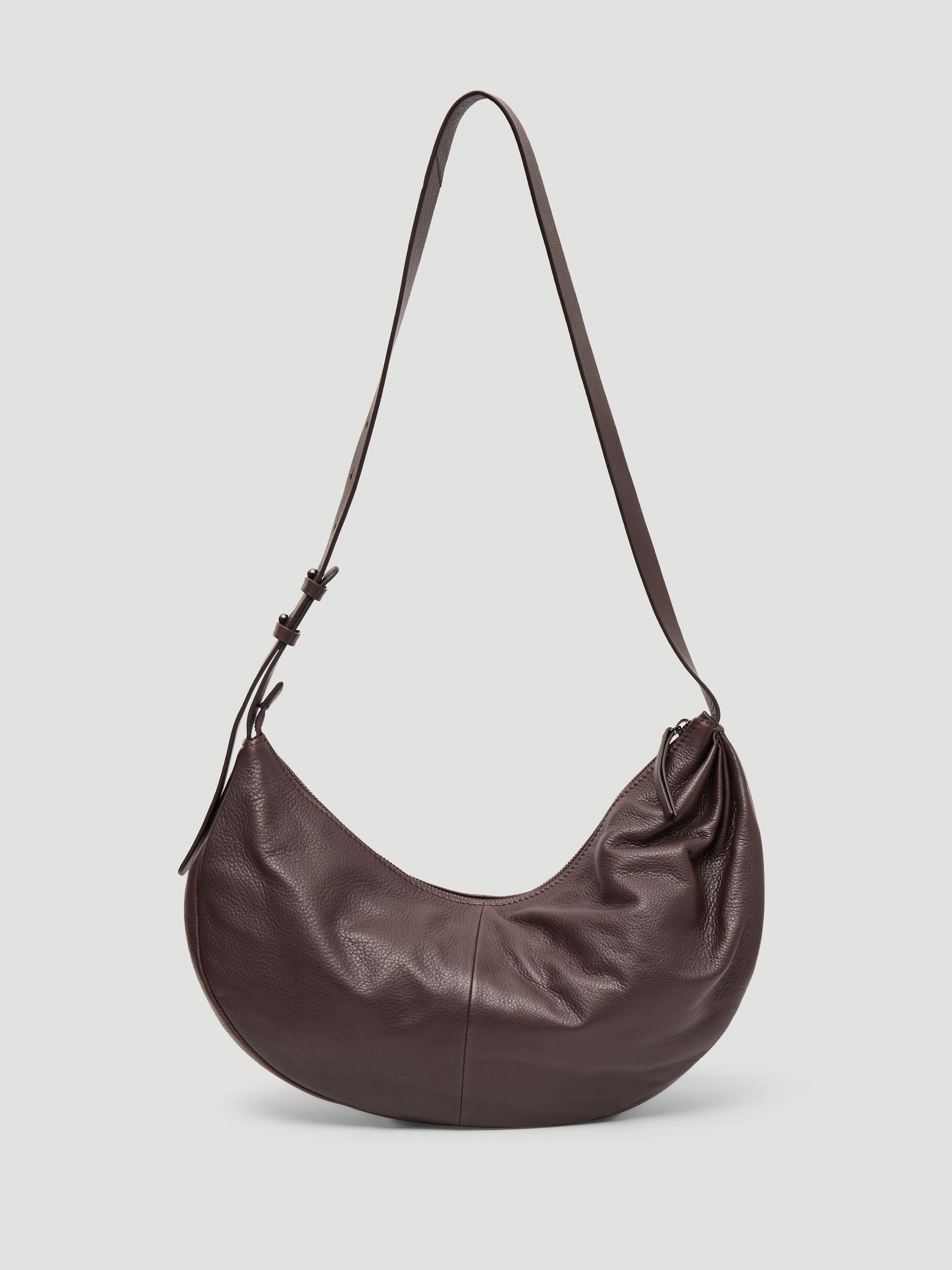 Hush Red Romy ruched leather crescent bag (British brand)