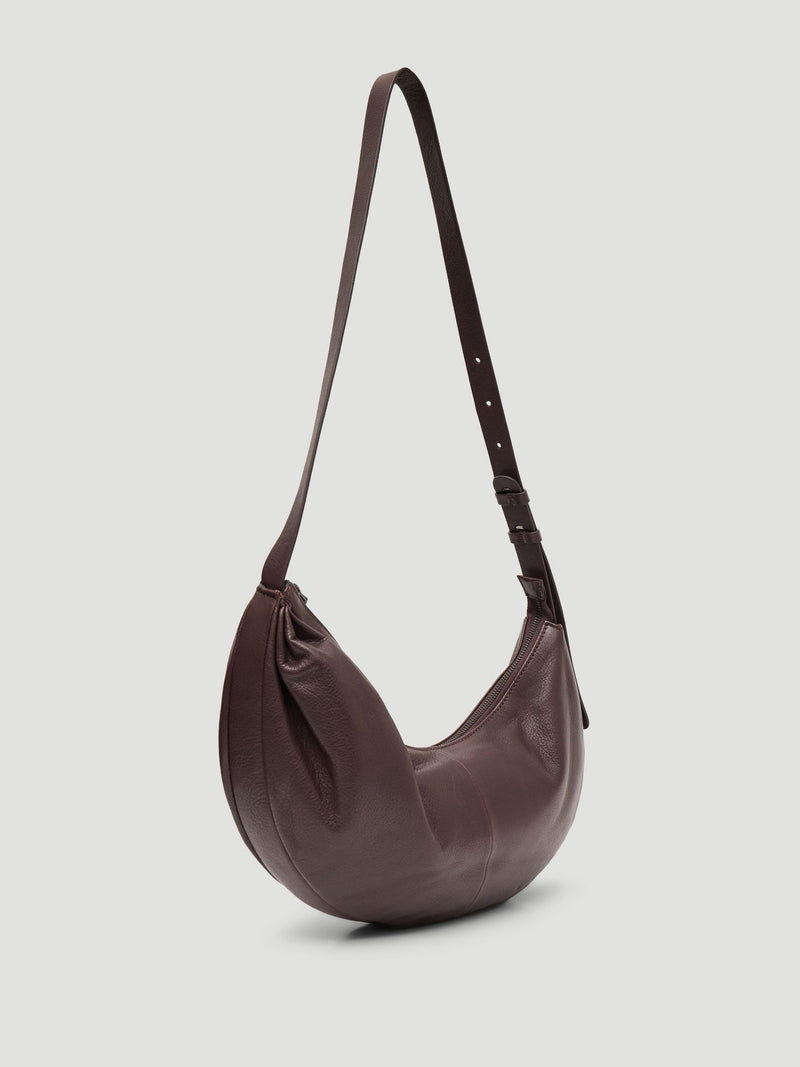 Hush Red Romy ruched leather crescent bag (British brand)