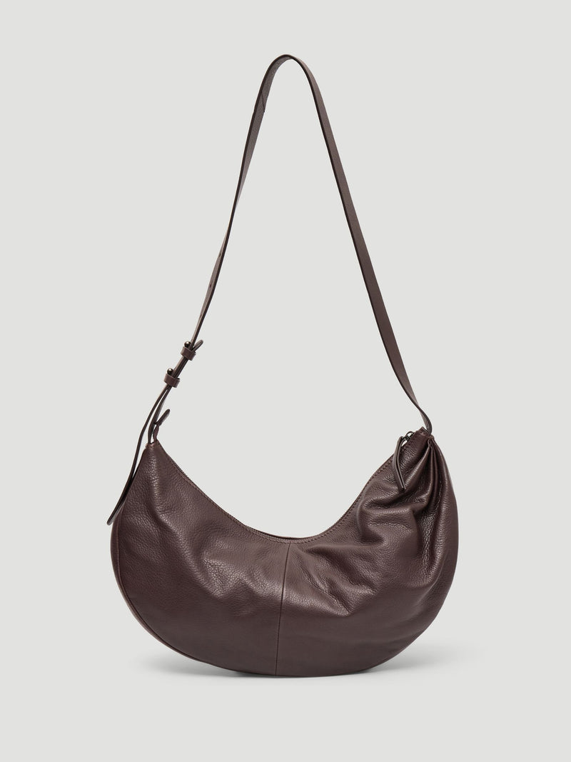 Hush Red Romy ruched leather crescent bag (British brand)