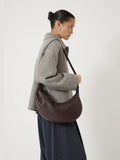 Hush Red Romy ruched leather crescent bag (British brand)