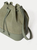Jigsaw dark green drawstring bucket bag (British brand)