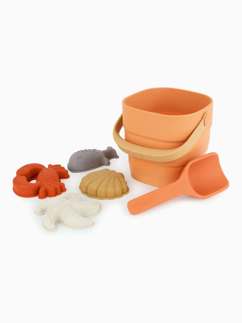 KIDLY by MORI Blue Foldaway Bucket Spade & Sand Mould Beach Toy Set