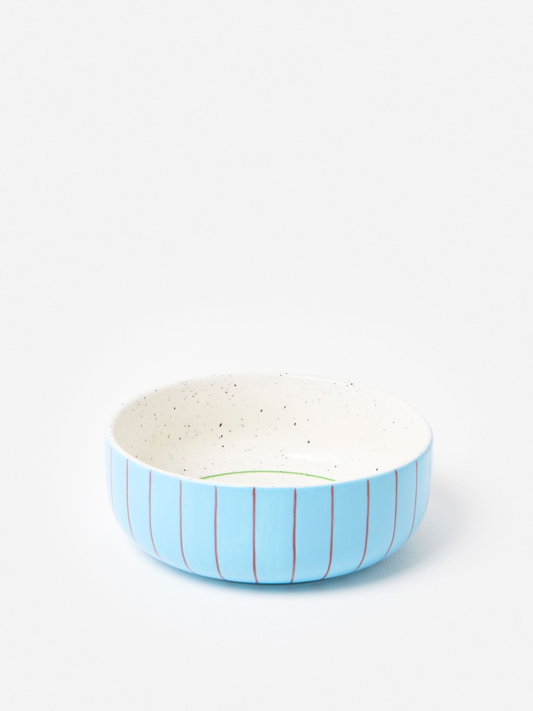 Oliver Bonas Le Chien ceramic pet bowl blue and red stripes (British brand)