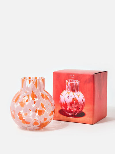 Next Oliver Bonas Pink Rubi Pink & Orange Speckle Glass Vase 15cm- Buy online at McGrocer