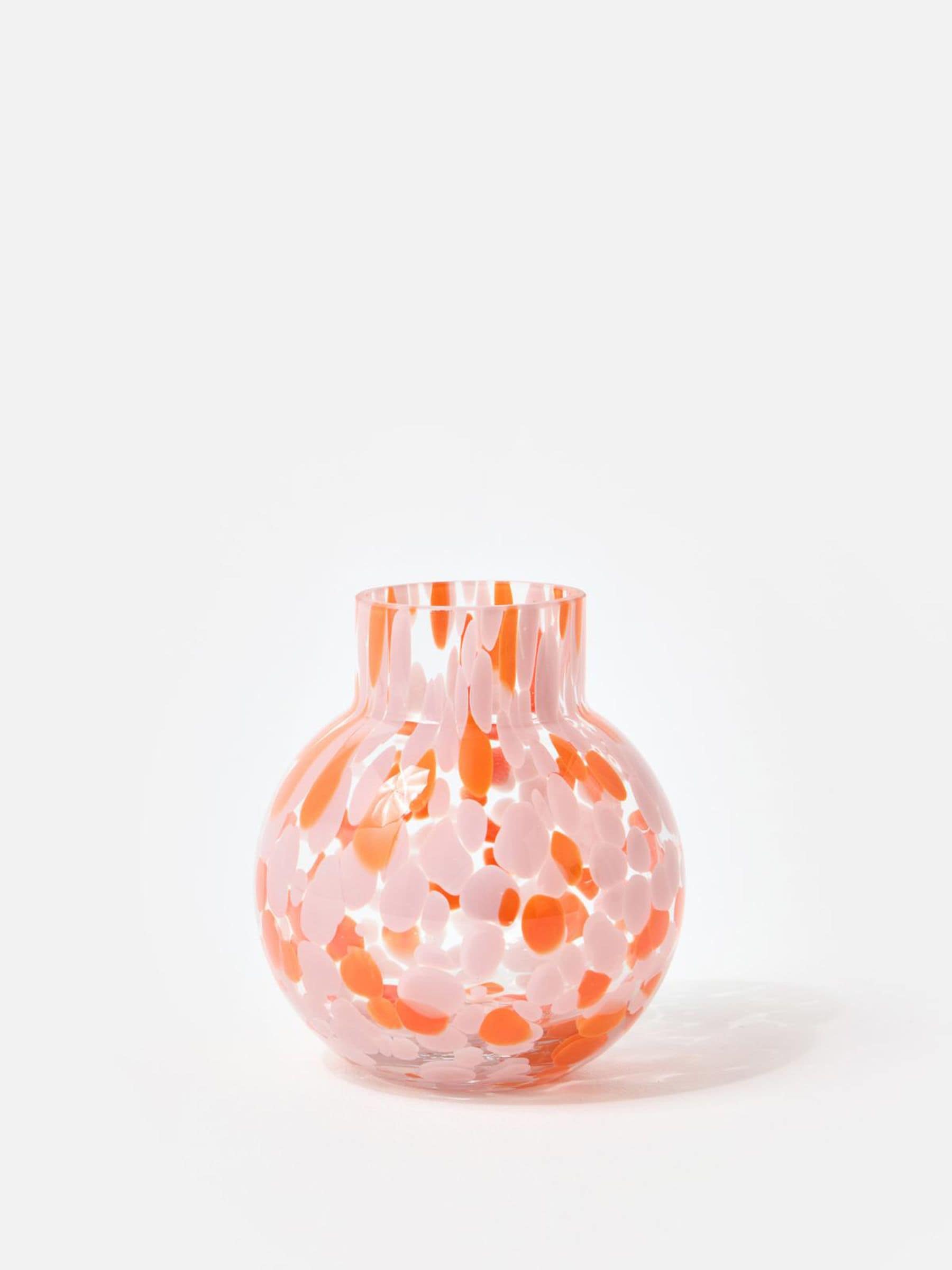 Oliver Bonas pink and orange speckle glass vase, UK version