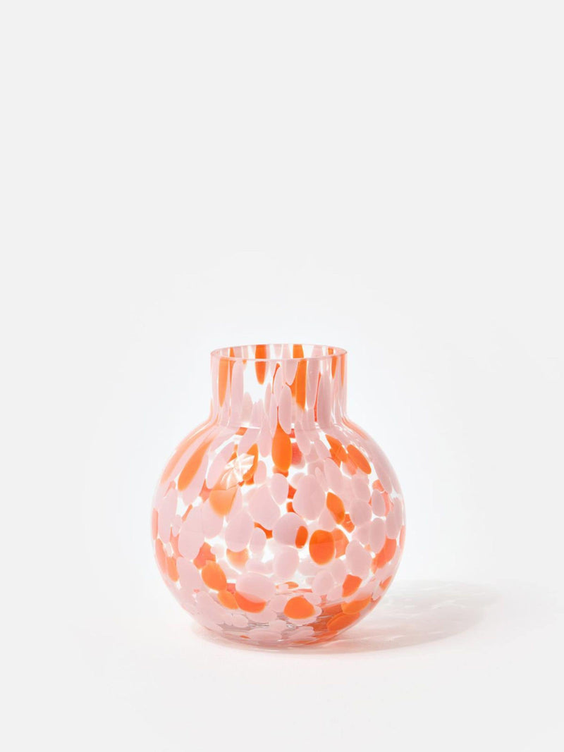Oliver Bonas pink and orange speckle glass vase, UK version