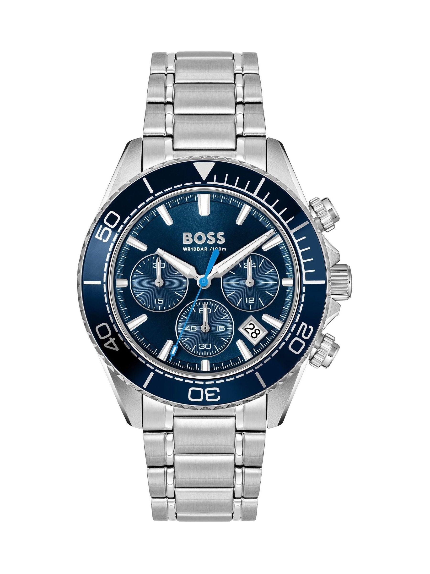 BOSS chronograph watch 44mm stainless steel, UK version