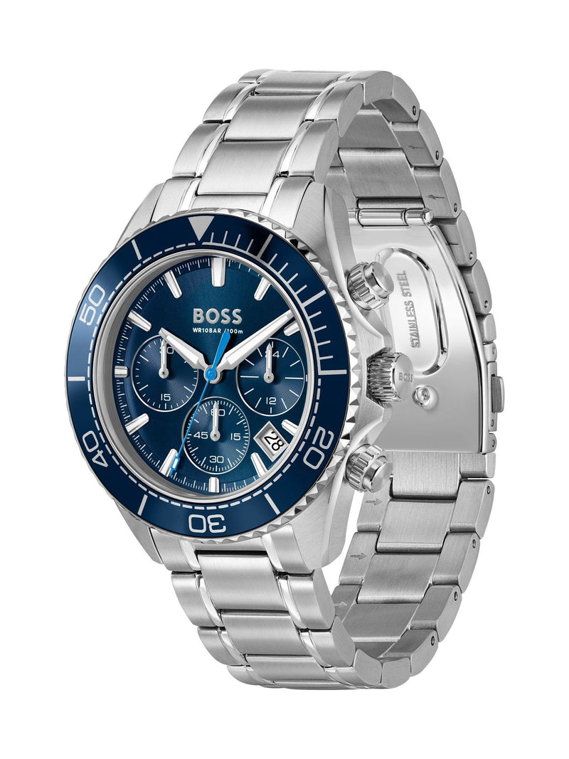BOSS chronograph watch 44mm stainless steel, UK version