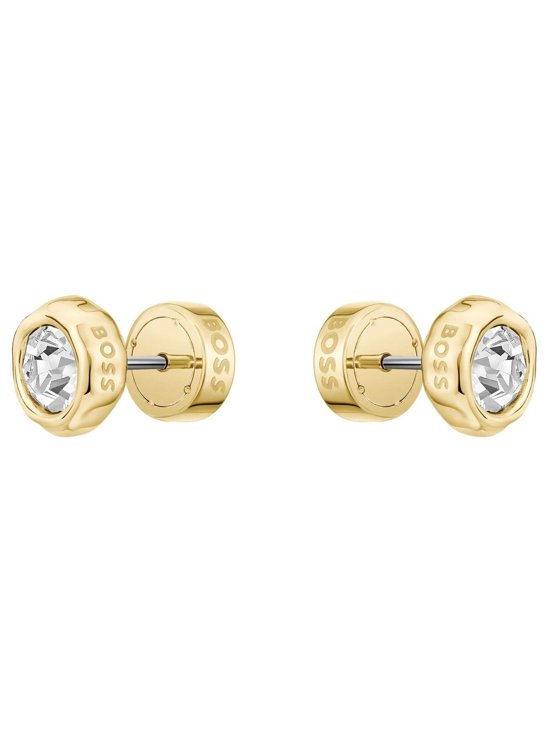 BOSS Kassy gold IP earrings crystal centre, imported from the UK