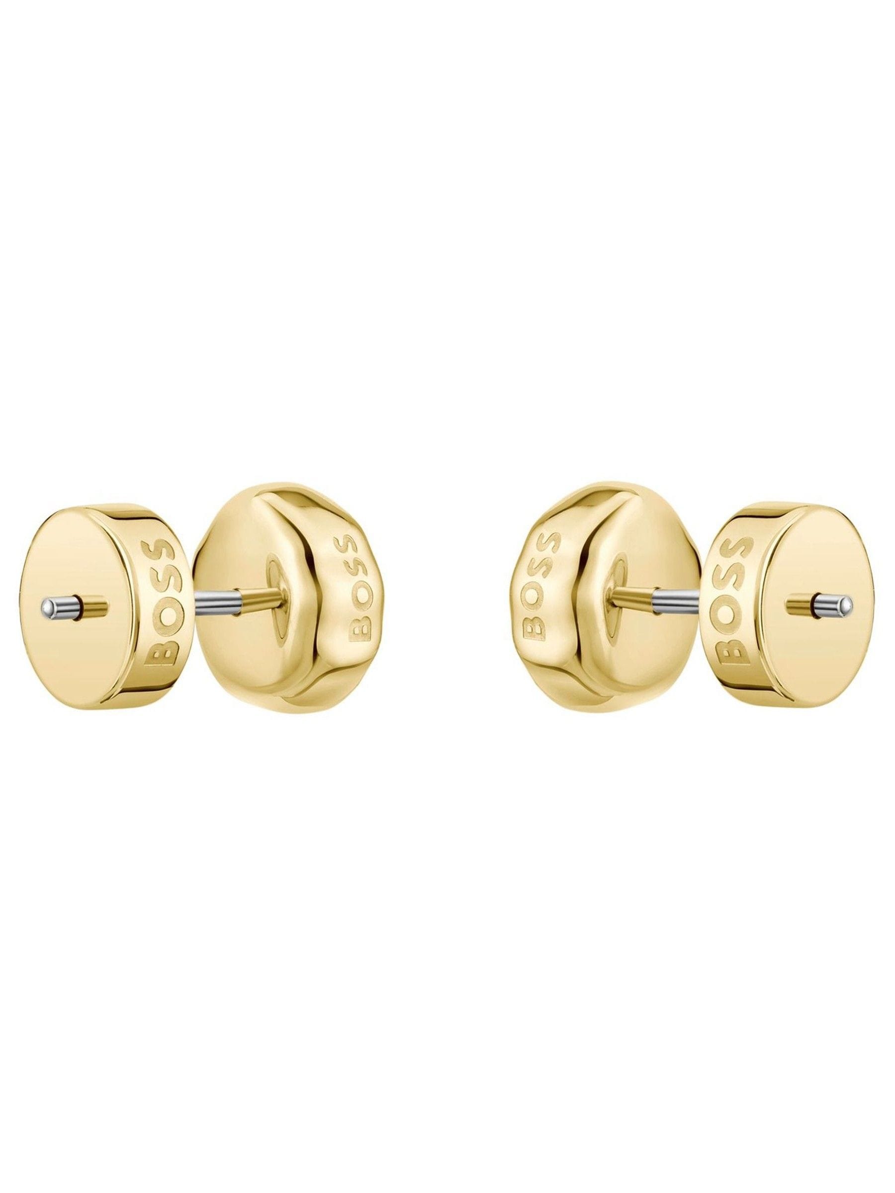 BOSS Kassy gold IP earrings crystal centre, imported from the UK