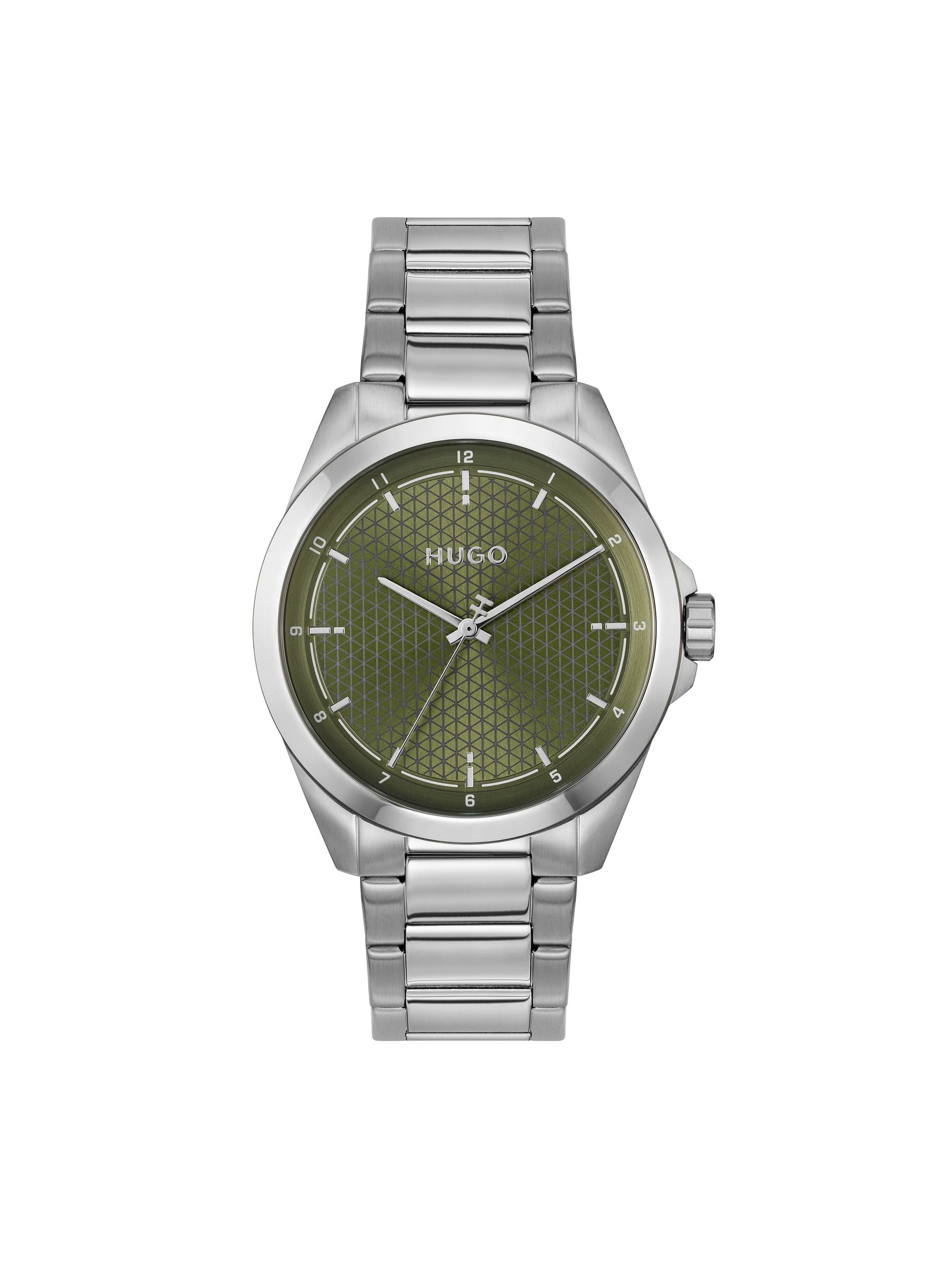 HUGO watch green dial stainless steel bracelet 41mm (British brand)