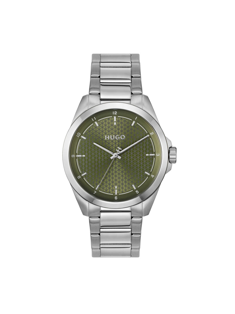 HUGO watch green dial stainless steel bracelet 41mm (British brand)