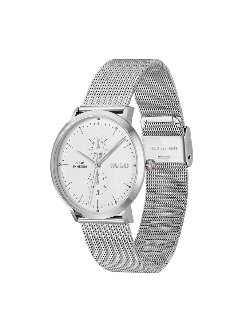 HUGO multifunction watch white dial mesh bracelet, imported from the UK