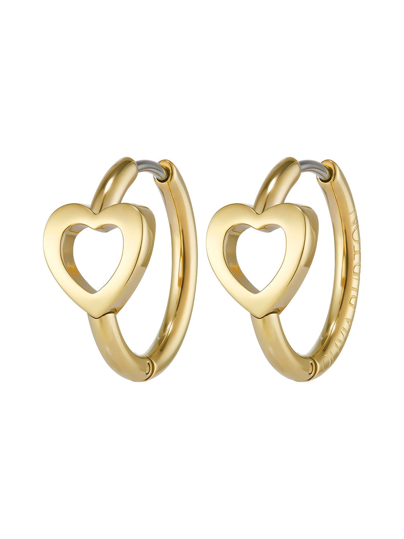 Olivia Burton gold tone heart hoop earrings, UK version