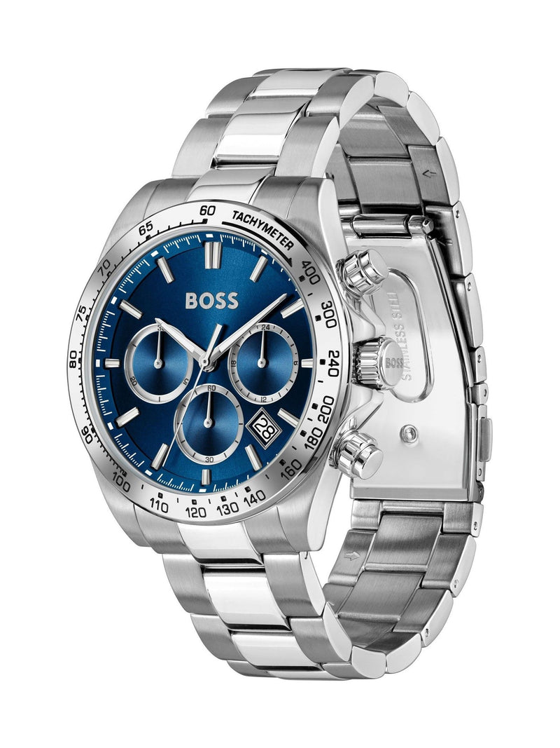 BOSS Hero Chrono stainless steel watch blue dial (British brand)