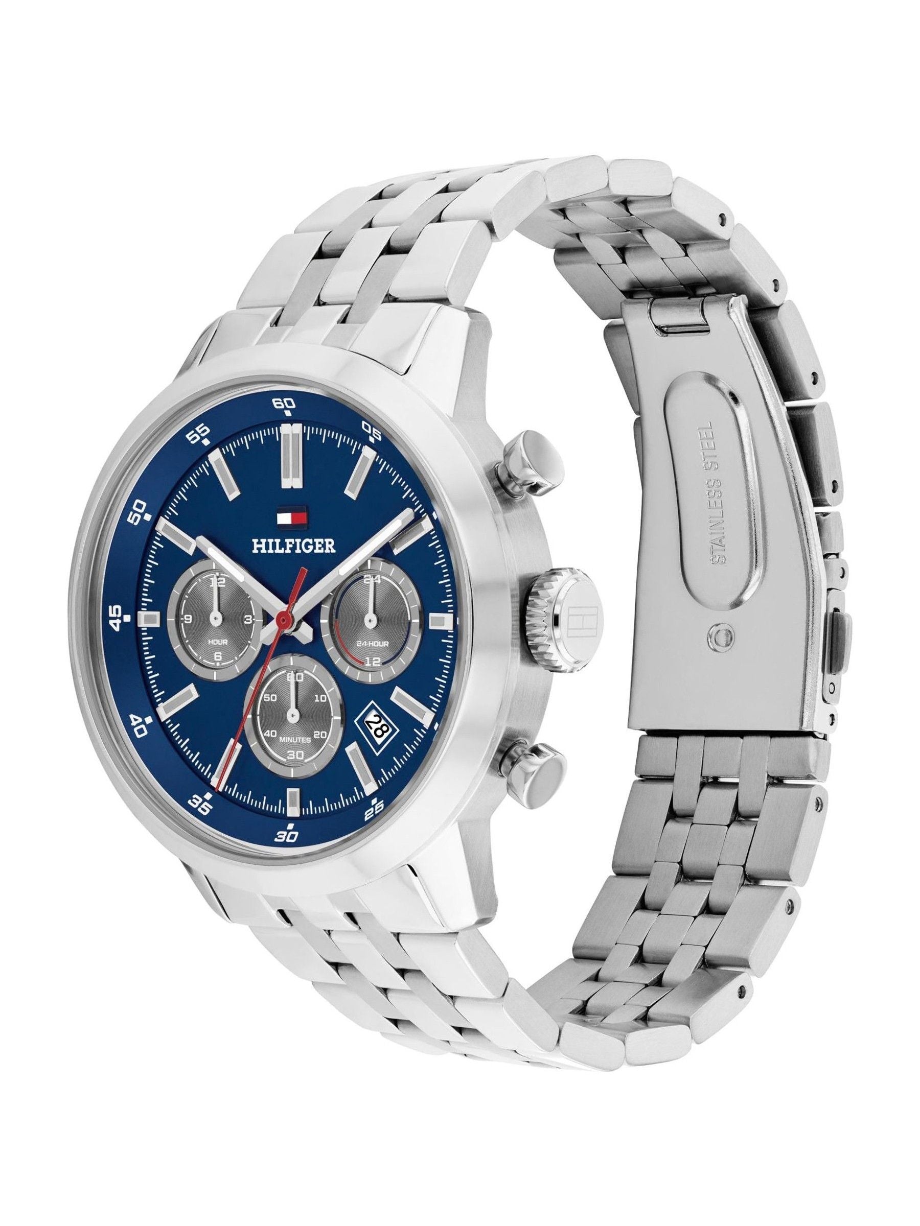 Tommy Hilfiger silver tone stainless steel bracelet watch 43mm, UK version
