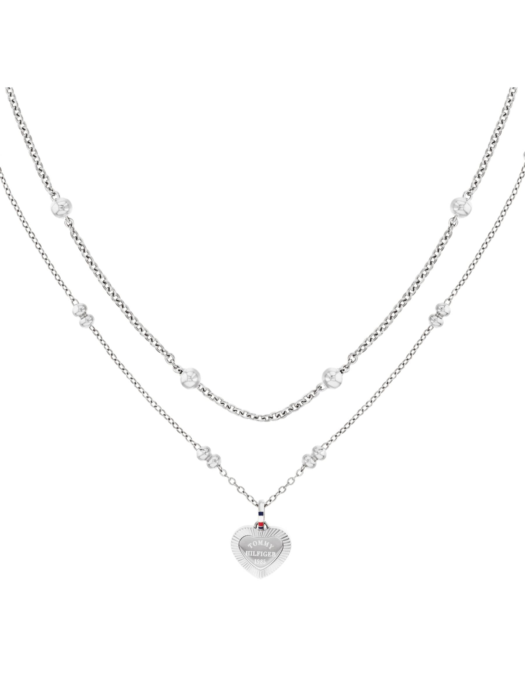 Tommy Hilfiger silver tone layered chain necklace - British product