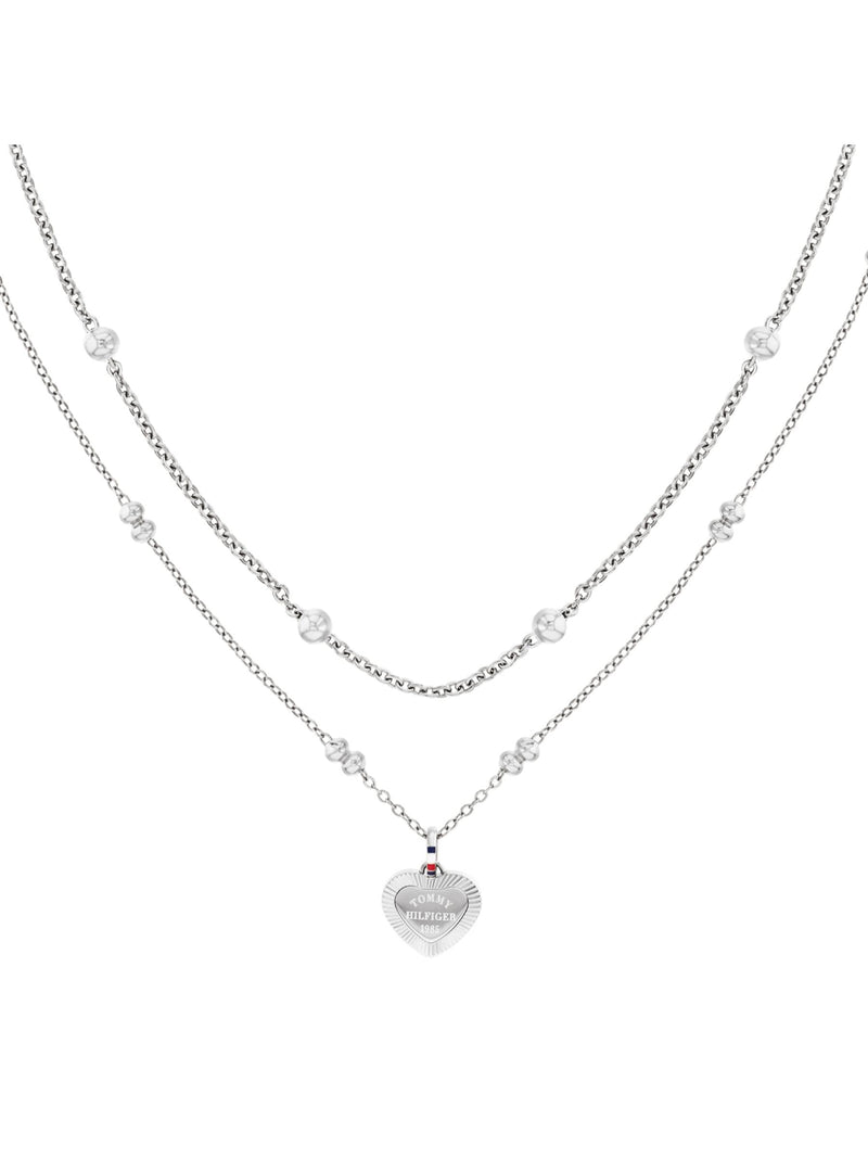 Tommy Hilfiger silver tone layered chain necklace - British product