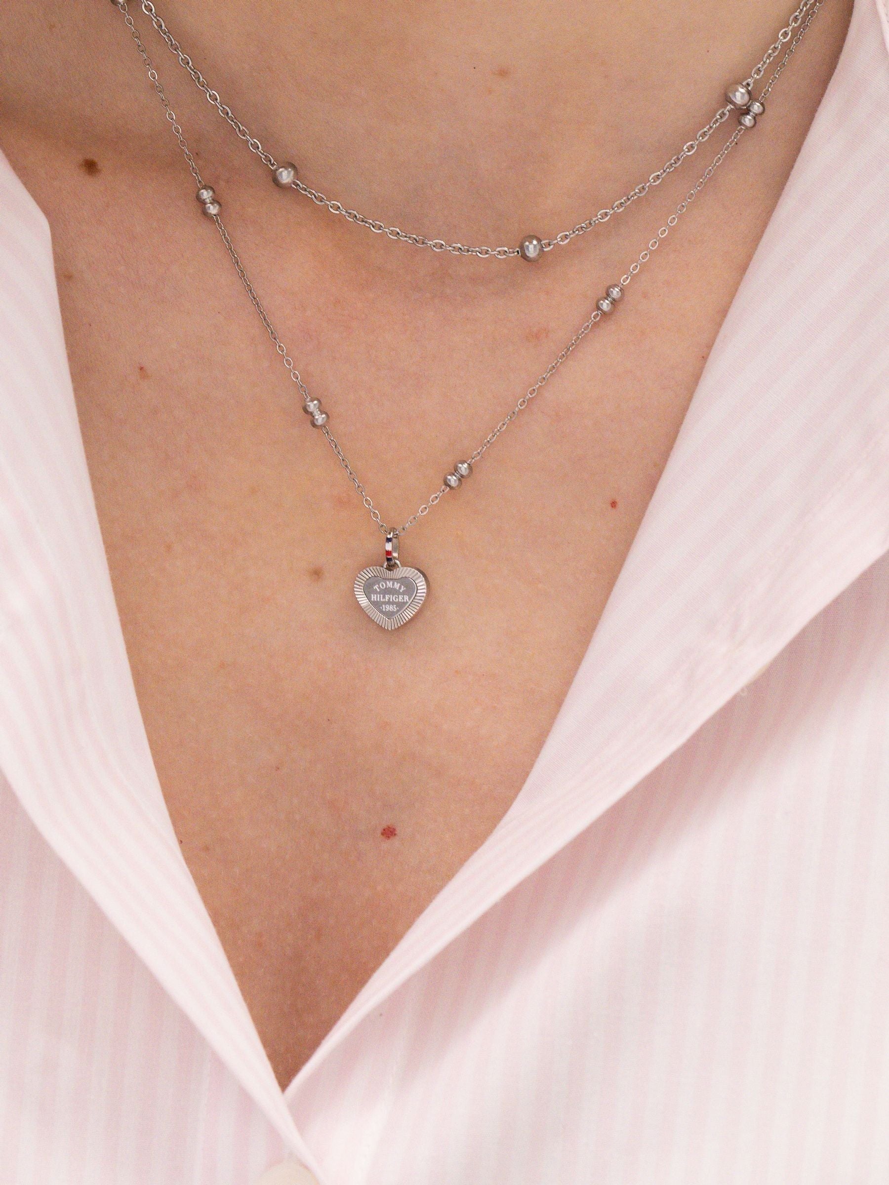 Tommy Hilfiger silver tone layered chain necklace - British product